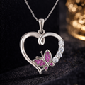 Radiant Butterfly Heart Pendant Necklace
