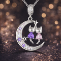 Moonlit Twin Cats Necklace