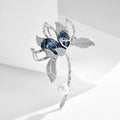 Elegant Flower Brooch with Crystal & Pearl - Vintage Luxury Statement Pin for Women